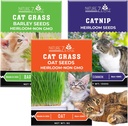 NatureZ Edge Cat Grass Seeds & Catnip Seeds - 3 Pack Variety Kit, Cat Grass for Indoor Cats, Oat & Barley Seeds for Planting, Cat Plant, Indoor Cat Grass Kit, hierba para Gatos