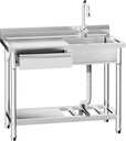 Utility Freestanding Kitchen Sink with Hot and Cold Water Pipe,Drawer, Stainless Steel Sink for Laundry Room Bathroom Farmhouse,39inch