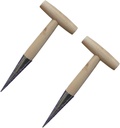 2 Pack Hand Dibber 11" Stainless Steel Garden Dibber Bulb Planter with Wooden Handle Sow Dibbler Garden Seed Tool for Sowing Seeds Planting Bulbs Transplanting Flowers Tulips Daffodils Dahlias