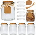 Brajttt Mini Yogurt Jars 6 Pack, 7 oz Glass Favor Jars with Cork Lids, Pudding Containers with Lids, Mason Jar Wedding Favors Honey Pot with Label Tags and String