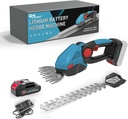 Cordless Hedge Trimmer,21v Electric Grass Shears & Shrub Trimmers,Handheld 2-in-1 Battery Powered Hedge Trimmer for Patio/Lawn, Gardening Tools, Included Charger (Blue-Red+1 * Battery)
