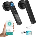 Fingerprint Door Lock Smart Biometric Door Knob Keyless Entry Door Lock One-Touch Lock & Unlock Electronic Touchscreen Lock with Handle for Front Door Bedroom Hotel Office Apartment