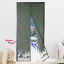 Thermal Insulated Door Curtain, 38 * 82 in Winter Magnetic Door Cover with WindowThick Layered Oxford Fabric Doorway Cover (Greyish-Green Elk)