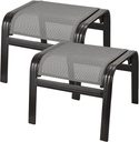 Patio Ottomans Outdoor Foot Rest Aluminum Patio Footstool Samll Seat Wicker Furniture Patio Ottoman 2 Pieces Grey