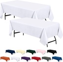 Utopia Kitchen 2 Pack 6 Foot Rectangle Table Cloth [60x102 Inches, White] Stain and Wrinkle Resistant Tablecloth Washable Polyester Cover for Dining, Buffet Parties, Picnic and Weddings