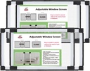 FLYZZZ Adjustable Window Screen (15.74"H x 21-40"W) 2-Pack White Adjustable Screens for Windows with Sturdy Aluminum Mesh– Horizontal Use Only