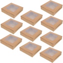 10pcs Kraft Paper Cake Boxes Window Cookie Boxes for Baking Cake Container for Event