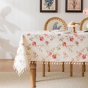 Rectangle Tablecloth Pastoral Style, Waterproof & Stain Resistant Table Cloth Wrinkle Free Table Cover for Dining/Kitchen/Patio, Washable Indoor & Outdoor Use, 55"X70" Red