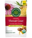 Traditional Medicinals Lozenges, Organic Throat Coat Lemon Ginger Echinacea, Sore Throat Support, 16 Individually Wrapped Lozenges