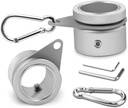 Flag Pole Rings, Aluminum Alloy Flagpole Rings 360° Rotating Anti Wrap Mounting Ring, Spinning Clips with Carabiner for 0.75-1.02 Inch Diameter- Pack of 2 (Matte Silver)