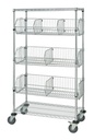 Quantum Storage Systems M1836BC6C 5-Tier Mobile Wire Basket Unit with 3 Baskets, Chrome Finish, 18" Width x 36" Length x 69" Height