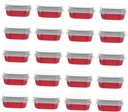 DECHOUS 20sets Square Aluminum Foil Dessert Containers with Lids Multi-function Pudding and Cupcake Cups for Baking and Serving Desserts