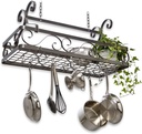 Enclume Handcrafted Décor Basket Rack w 12 Hooks Hammered Steel
