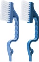 Slick- Window Track Cleaning Brush, 2 Pack, Blue Ergonomic Handle, Built-in Scraper, Multipurpose, Window Track Cleaning Tools