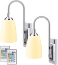 HONWELL Wall Lamp Battery Operated LED Wall Sconces Indoor Cordless 2 Pack 2 Remote Controlled Multi Color Wall Sconce Light Fixture for Room Lighting, Stick Lights for Kitchen Hallway Bathroom
