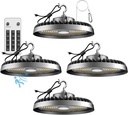 Lightdot Smart 250W High Bay LED Shop Lights 37,500LM High Bay Lights with Controller (Supports Normal Mode & Motion Sensor Mode) ETL-Listed US Plug for 30-40FT Height-6Yrs Warranty-4Pack