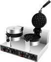 KOLHGNSE Double Head Commercial Waffle Maker, 2400W tainless Steel Belgian Waffle Iron with Dual Independent Controls Non-Stick Plates Restaurants Breakfast Cafes