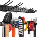 Garage Tool Organizer Wall Mount 48 inches with 10 Adjustable Heavy-Duty Hooks, Garage Organization, Garden Tool Storage Rack, Yard, and Shed, Holds Up to 400 lbs