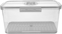 KICHOUSE Fridge Storage Box with Airtight Lid Removable Drain Tray Organizer for Bread Snacks Capacity Kitchen Container for Efficient Food Storage
