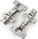 Chibery 10 Pack Full Overlay Soft Close Concealed Frameless Cabinet Hinges, Satin Nickel, 105°, Stop at Will 45-105 Degree, Self Closing, 3D Adjustment, Clip On, Stainless Steel for Cupboard Kitchen