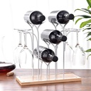 Wooden Creative Wine Rack, Holds 4 Bottles & 4 Glasses, Countertop Wine Holder for Home, Bar, Kitchen, Wine Cellar