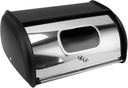 PerGar Bread Box, Bread Box for Kitchen Countertop, Roll Top Bread Box, Farmhouse Bread Container Bread Storage with Window, Bread Storage Container for Kitchen Counter (Black)