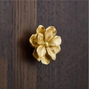 6 Pieces Solid Brass Flower Knob Handles for Cabinets and Flower Shape Drawers Knobs Wardrobe Pulls Door Knobs (6)