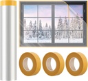 63'' x 394'' Window Insulation Kit, Window Insulation for Winter, POF Window Sealer for Winter, Insulates Indoor Windows Keep Warm for Weatherproofing Window Film for Winter Window Covering-1PCS