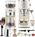 Gevi 20 Bar Espresso Coffee Machine with Burr Grinder Set | 35 Precise Grind Settings | Milk Frother for Latte Cappuccino | Professional Home Barista Kit | Gift for Coffee Lovers