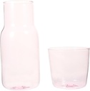1set Elegant Glass Carafe Set High Borosilicate Drinking Jug Cup for Home Bedside Use Stylish Water Pitcher for Juice Tea and Refreshments Pink Design