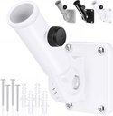 Flag Pole Holder, Outside House Flag Pole Bracket, Heavy Duty Metal Flag Mount, Aluminum Alloy Mounting Brackets, Outdoor Adjustable Flag Holder- Strong Rust Free, Multi-Position 1 inch White