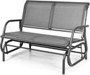 Tangkula 2 Person Patio Glider, Outdoor Swing Bench, Rocker Glider Loveseat Chair with Heavy-Duty Steel Frame, Breathable Seat Fabric, Rocking Lounge Chair for Poolside, Garden, Backyard, Porch (Gray)