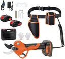 Electric Pruning Shears, Electric Loppers for Gardening, 2" Max Cutting Diameter, Cordless Pruner with 3 Modes,Portable Waist Bag, SK7 Blade, 2 * 2000mAh, LED Display for Branch, Tree&Flower Cutting