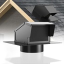 6 Inch Roof Vent Cap Bathroom Exhaust Roof Vent with Damper & Sealed Screen, Removable Ventilation System for Dryer with Bottom Extension Pipe, Black Surface Coating, Waterproof (6 inch)