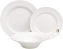 COLLECTIVE HOME Luxurious Gold-Edged Ceramic Dinnerware Set with Embossed Lettering, Including Soup Bowl, Shallow Plate, and Large Plate – Perfect for Weddings, Anniversaries, and Elegant Dining (A)