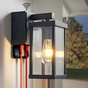 Dusk to Dawn Porch Lights with GFCI Outlets Waterproof Outdoor Wall Lights Exterior Lighting Fixtures Modern Outside Lights Wall Mount for House Patio Garage,Black,11.8''H,1PC