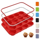 2 Pack 12 Cups Silicone Muffin Pan with Metal Reinforced Frame Regular Size Silicone Molds Cupcake Cake Baking Pans Cookie Baking Chocoflan Cupcake Mold Nonstick Muffin Tin Home Baking Supplies