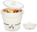 Drizzle Foldable Electric Cooker Travel Hot Pot - Dual Voltage 100V-240V Hot Pot Cooking - Food Grade Silicone Cookerware Boiling Water Steamer - Camping Office Hotel Noodle Porridge Soup Dorm