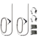 Pit Boss 2 Pack Replacement Meat Probe for Pellet Grill Smokers, 3.5mm Plug Thermometer with 2 Stainless Steel Probe Clip Holders and 2 Numbered Tags