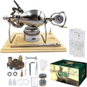 260ml Chinese Popcorn Maker, 304 Stainless Steel Popcorn Machine with Wooden Board Base, Dual Pressure Valve Popcorn Machine, Hot Air Popper Popcorn for Party(with 2 Bags)