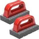 Wenqik 2 Pcs Rub Brick with Handle Concrete 20 Grit Masonry Tools Smoothing Cleaning Removing Marks Tool(Red)