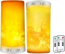 LED Flame Effect Fireplace Light with Remote & Timer, USB Rechargeable Battery Operated Flameless Candle Light for Room Party Bar Decor - 2 PCS