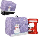 Snowman Small Appliance Dust Cover Sets Snowflakes Waffles Maker Oven Dust Cover Purple Mixer Protector with Top Handle Stain Resistant Christmassy Decor