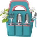 6-Piece Gardening Tool Set, Heavy Duty Steel Gardening Hand Tools with Storage Bag & Non-Slip Rubber Gloves, Garden Gifts for Women Hand Tools Tool Set