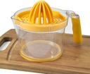 FLEXMAN Citrus Juicer, 600ml Transparent Hand Juicer with Scale Egg Separator, Multifunctional Lemon Lime Squeezer with Comfortable Grip Handle (Yellow)