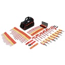 Wiha 32877 Insulated Set with Pliers, Cutters, Nut Drivers, Screwdrivers, T Handles, Knife, Sockets, 3/8-Inch Ratchet, Adj Wrench, Ruler, 80-Piece