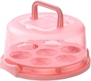 CHICIRIS Cake Carrier Box Transparent with Handle Built in Cupcake Holder for Pies Display, Dessert Serving Platter, Pattern Design