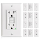 Amico GFCI Outlet 20 Amp with Thinner Design 12 Pack, Weather Resistant (WR), Self-Test GFI Receptacles with LED Indicator, Wall Plates and Screws Included, Indoor or Outdoor, ETL Listed, White