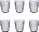 Excelsa Diamond Set of 6 Glasses, Silver, Unbreakable Plastic, Capacity 400 ml, Reusable