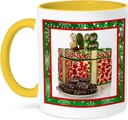 3dRose Red Christmas Cookie Jar 11oz Two-Tone Yellow Mug